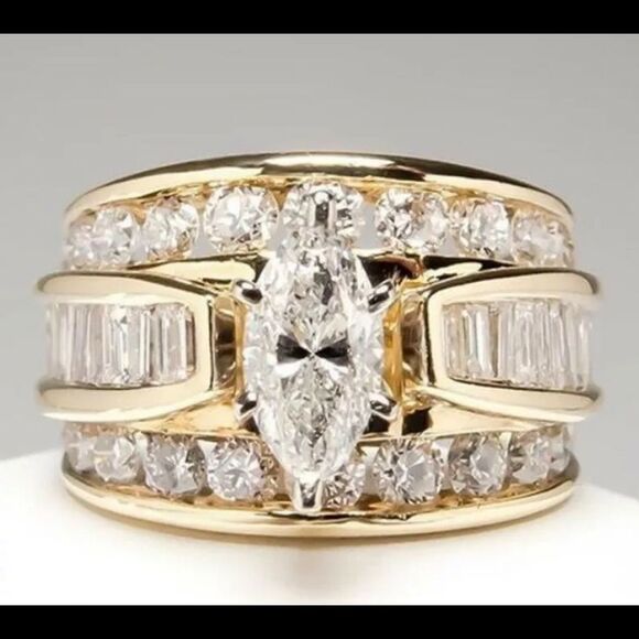 925 sterling silver gold plated ring - Picture 2 of 6